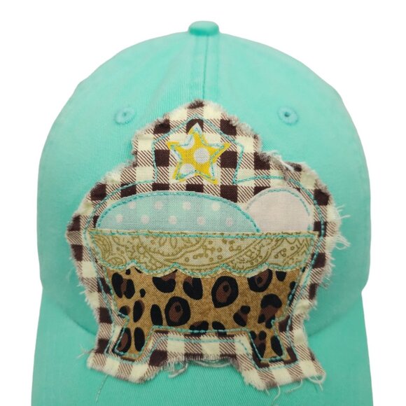Adams Embroidery Applique Baby Crib Tuck Strap Teal Cap Star Animal Print Hat - Picture 7 of 13